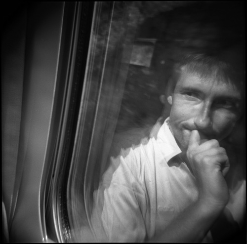 portrait au reflet du train